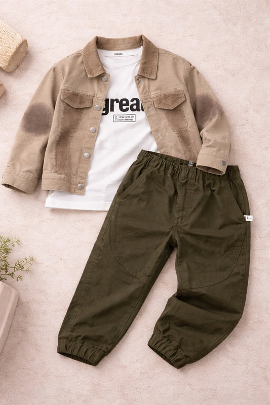 Boys Brown Jacket & Cargo Set
