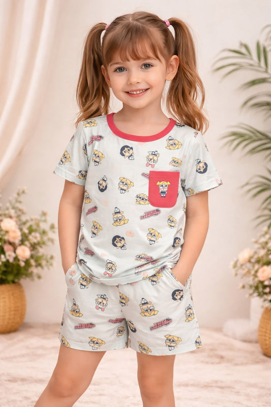 kids Cartoon Print Nightwear Set