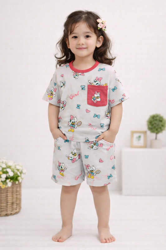 Girls Cartoon Print Nightwear Set