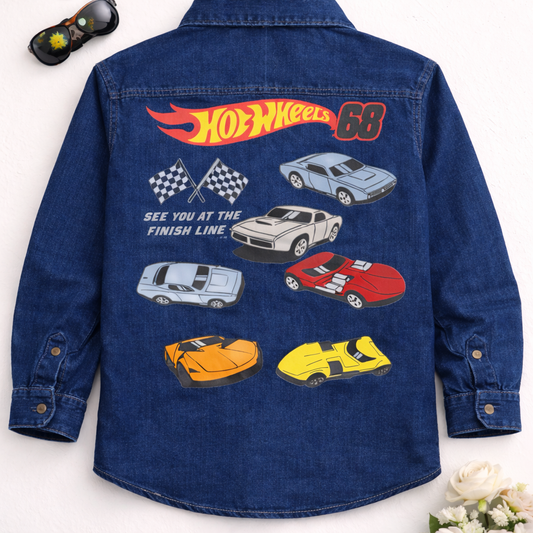 Kids Hot Wheels Printed Denim Shirt