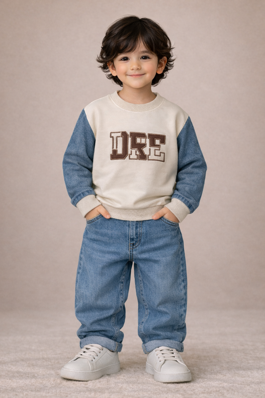 DRE Kids Sweatshirt with Denim Sleeves