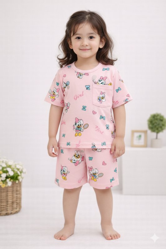 Girls Cartoon Print Nightwear Set