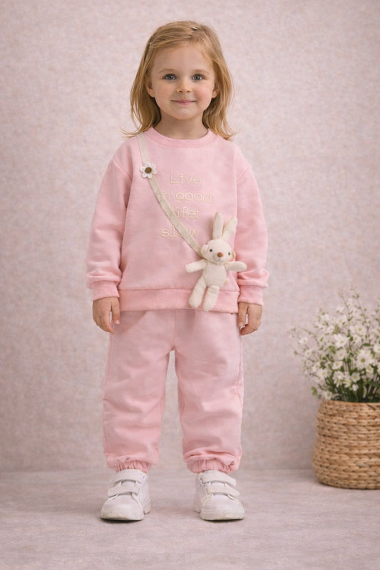 Girls Pink Sweatshirt & co-ord Set