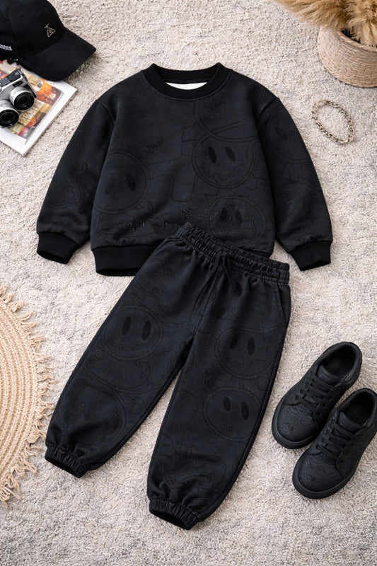 Kids Black Sweatshirt & Jogger Set