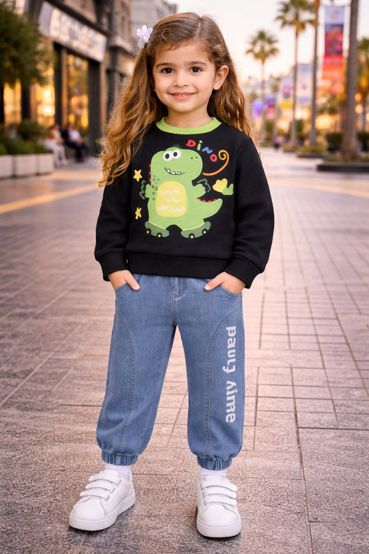 Kids Dino Print Sweatshirt & Jogger Set